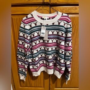 Boden Cream and Pink Patterned Sweater